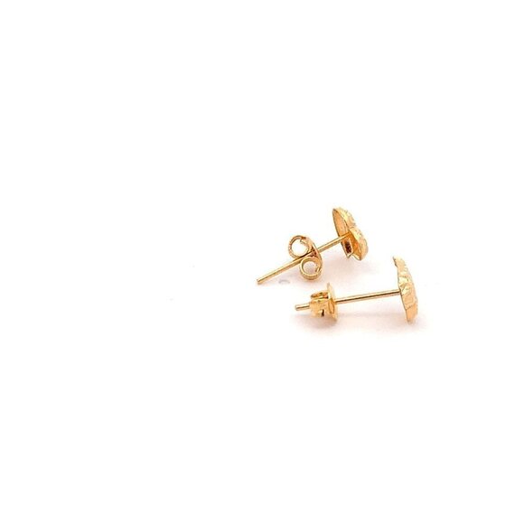 18K Yellow Gold Earrings Heart Stud Textured 0.95 grams Small - Picture 11 of 13